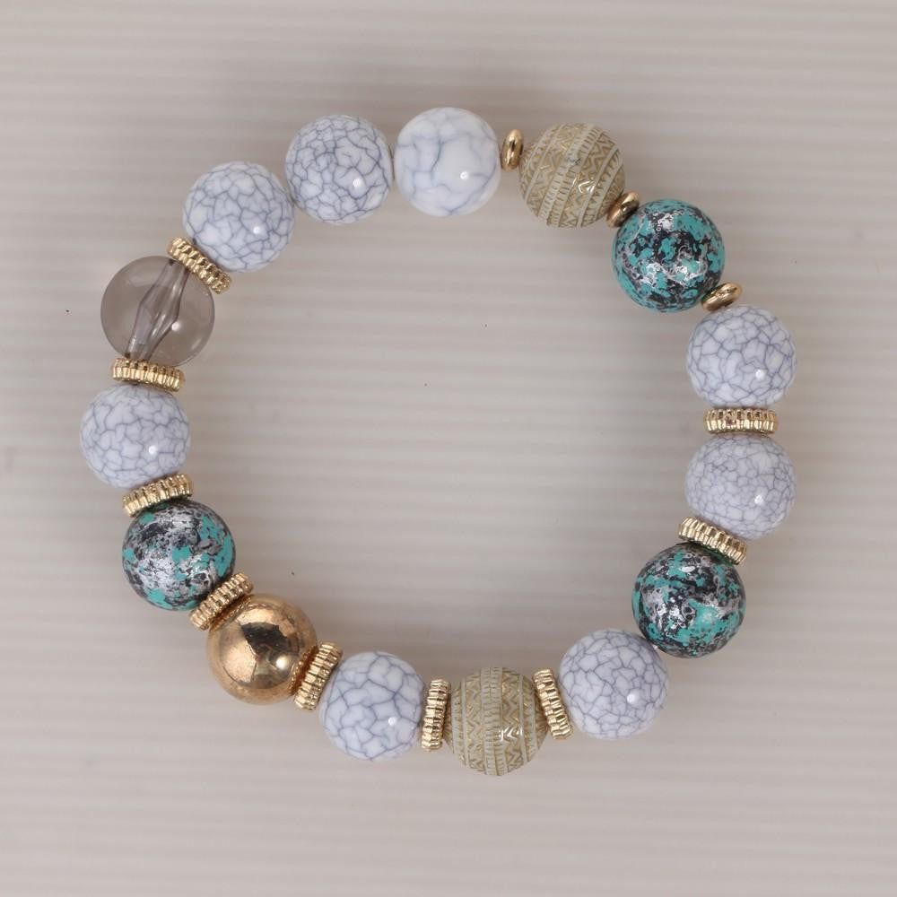 3-teiliges Boho-Armbandset mit Elefanten-Charm aus Stein und Holzperlen