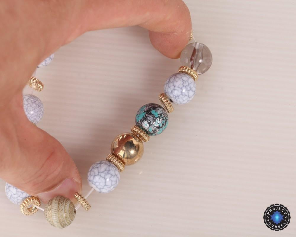 3-teiliges Boho-Armbandset mit Elefanten-Charm aus Stein und Holzperlen