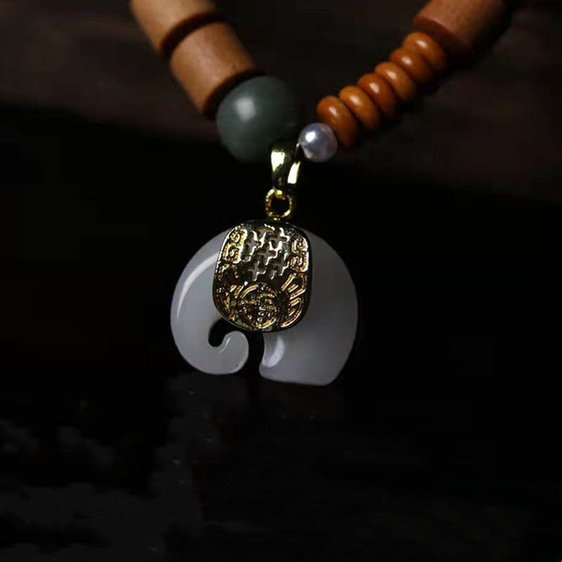 Sandalwood Jade Elephant Protection Bracelet 8mm Beads