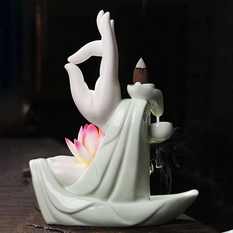 Handcrafted Purple Clay Lotus Ceramic Incense Burner