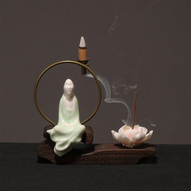 Ceramic Lotus Meditation Incense Burner for Calm & Sleep