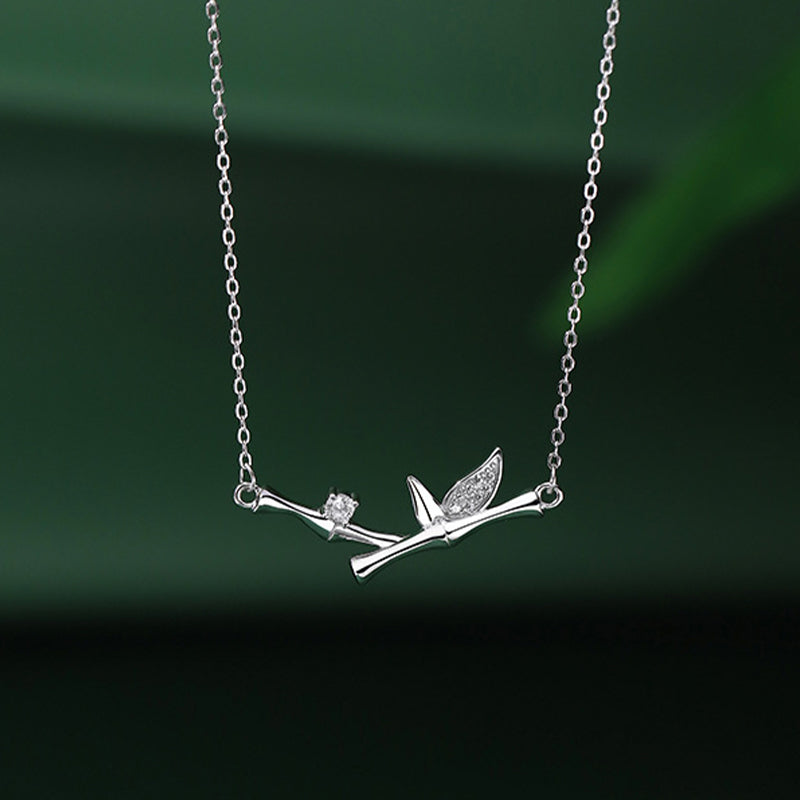 Spirituelle Halskette aus Kupfer-Bambusblättern für Reichtum und Wachstum