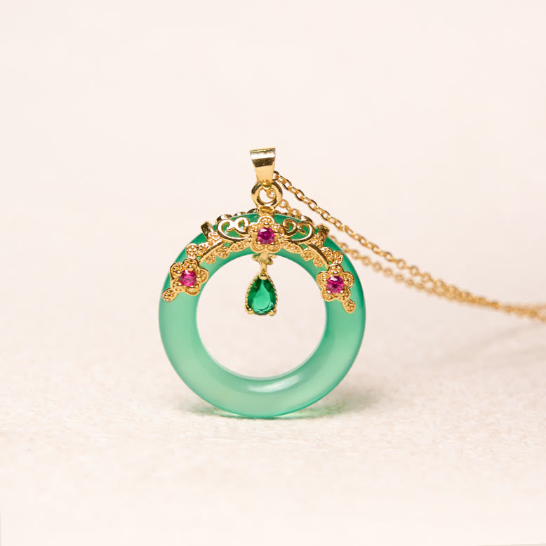 Green Chalcedony Peace Buckle Strength Necklace