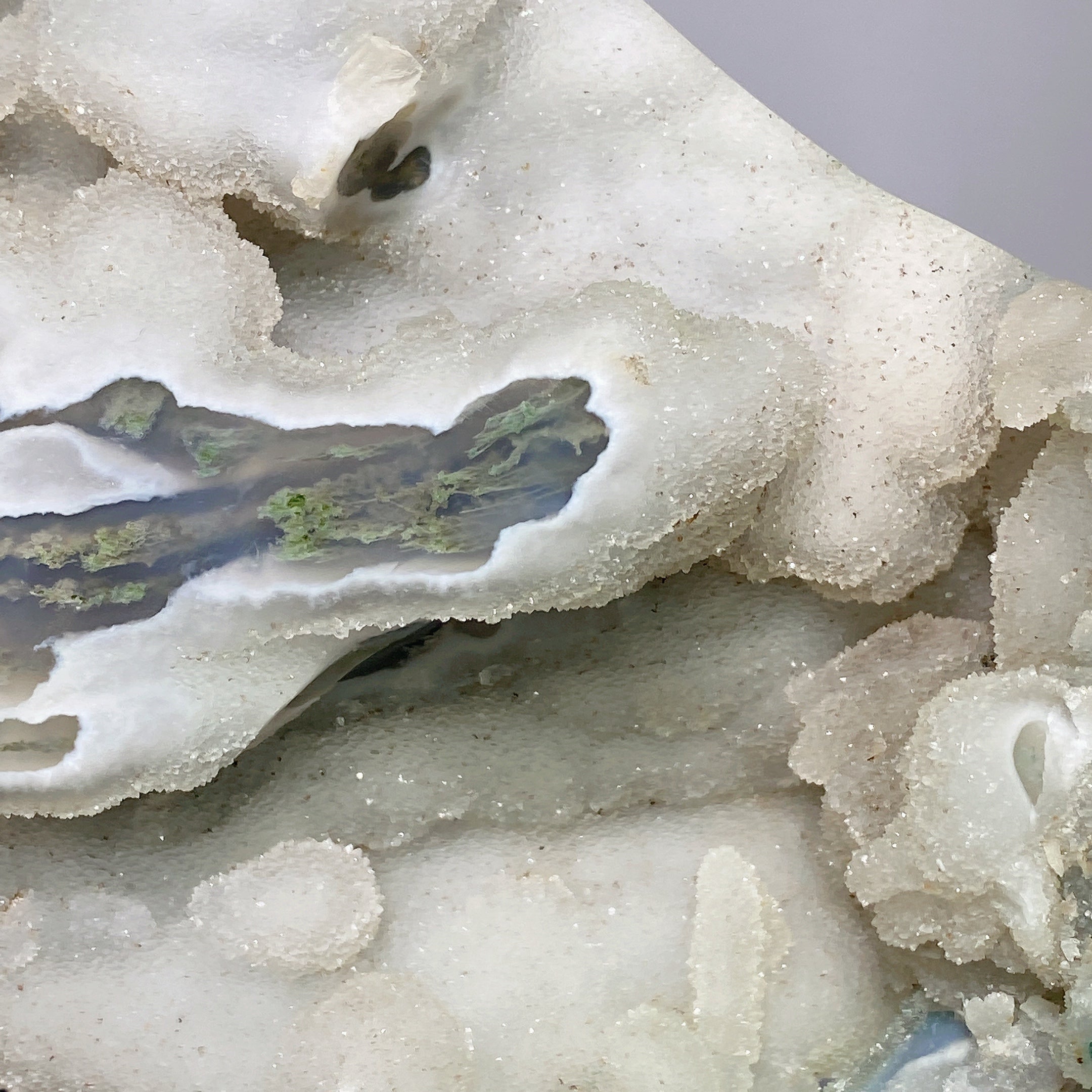 30 cm Druzy Moss Achat Mond Schnitzerei Kristallform für Heilung