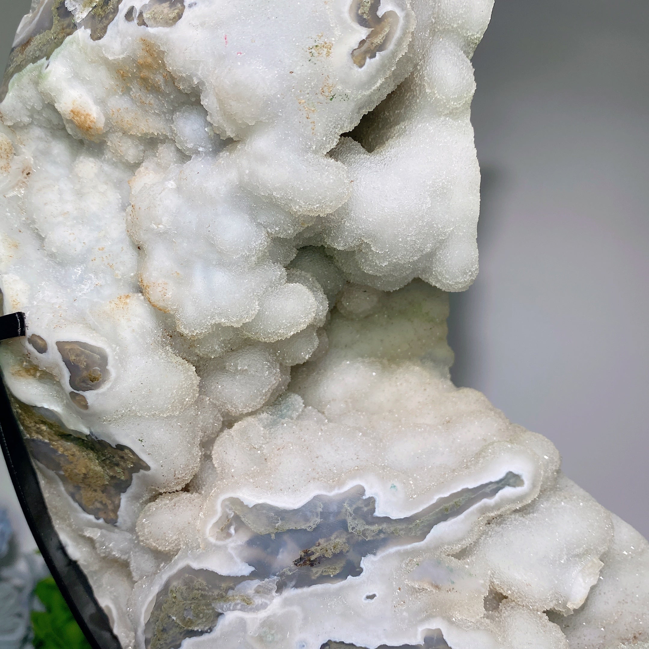 30 cm Druzy Moss Achat Mond Schnitzerei Kristallform für Heilung