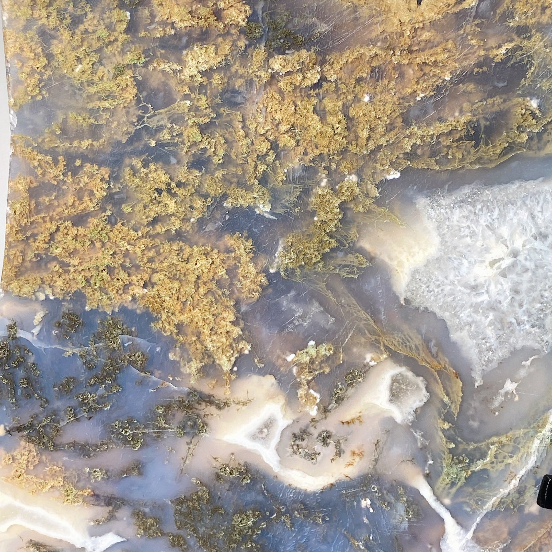 30 cm Druzy Moss Achat Mond Schnitzerei Kristallform für Heilung