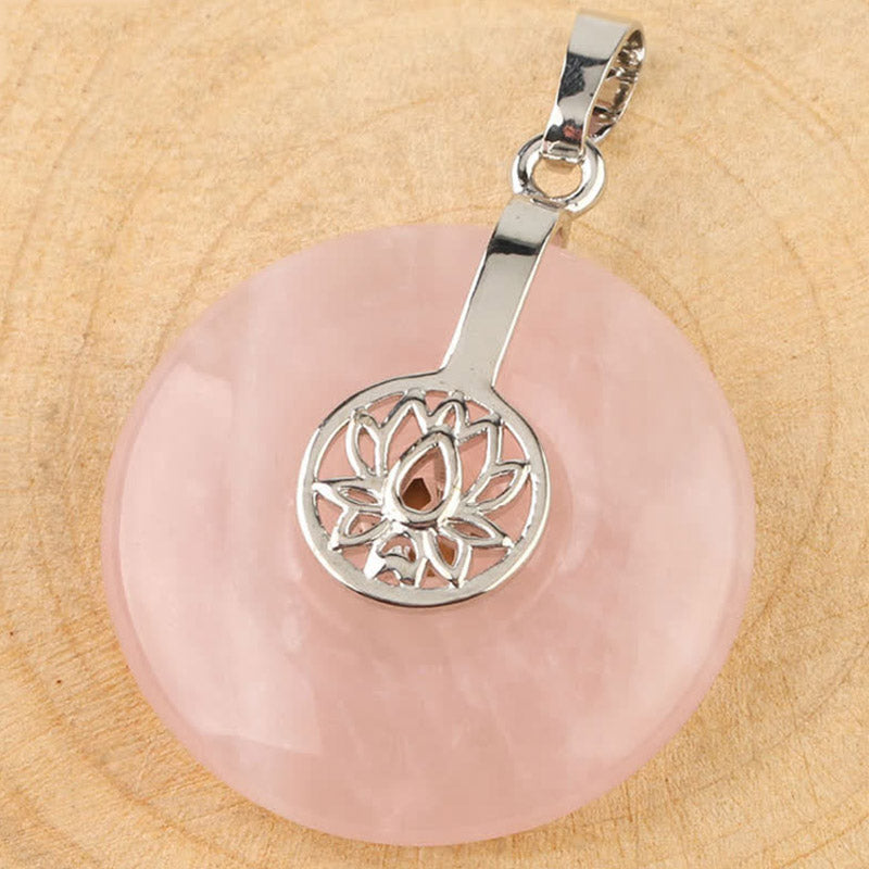 Various Crystal Amethyst Pink Lotus Healing Necklace