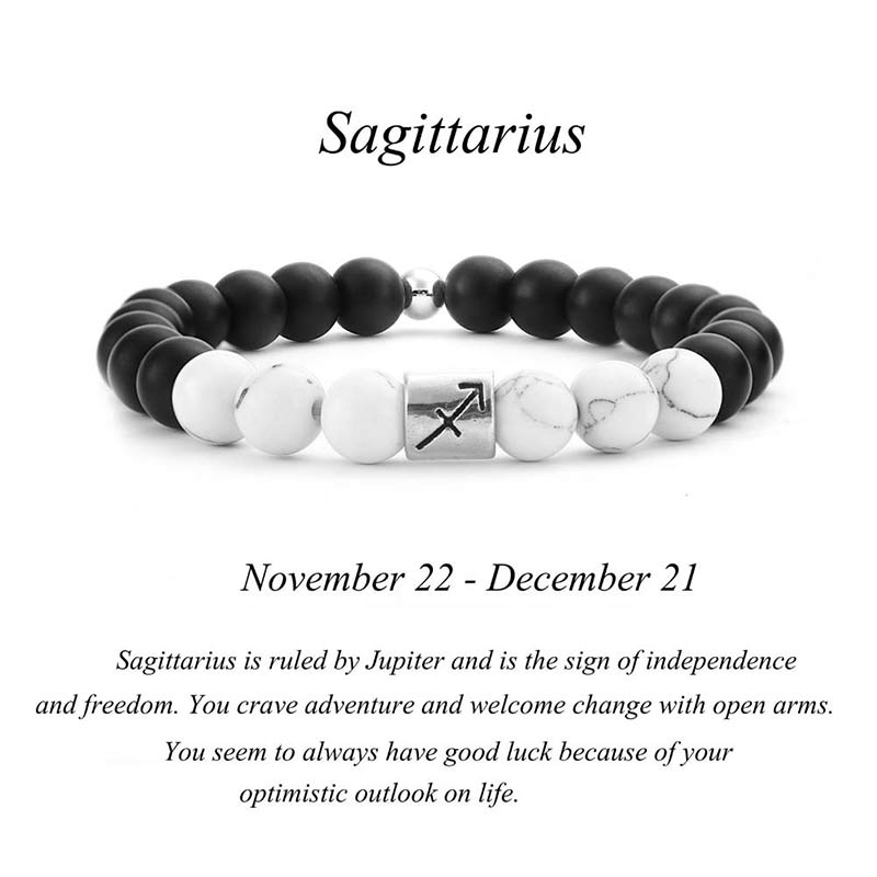 8mm White Turquoise Zodiac Bracelet for Protection & Fortune