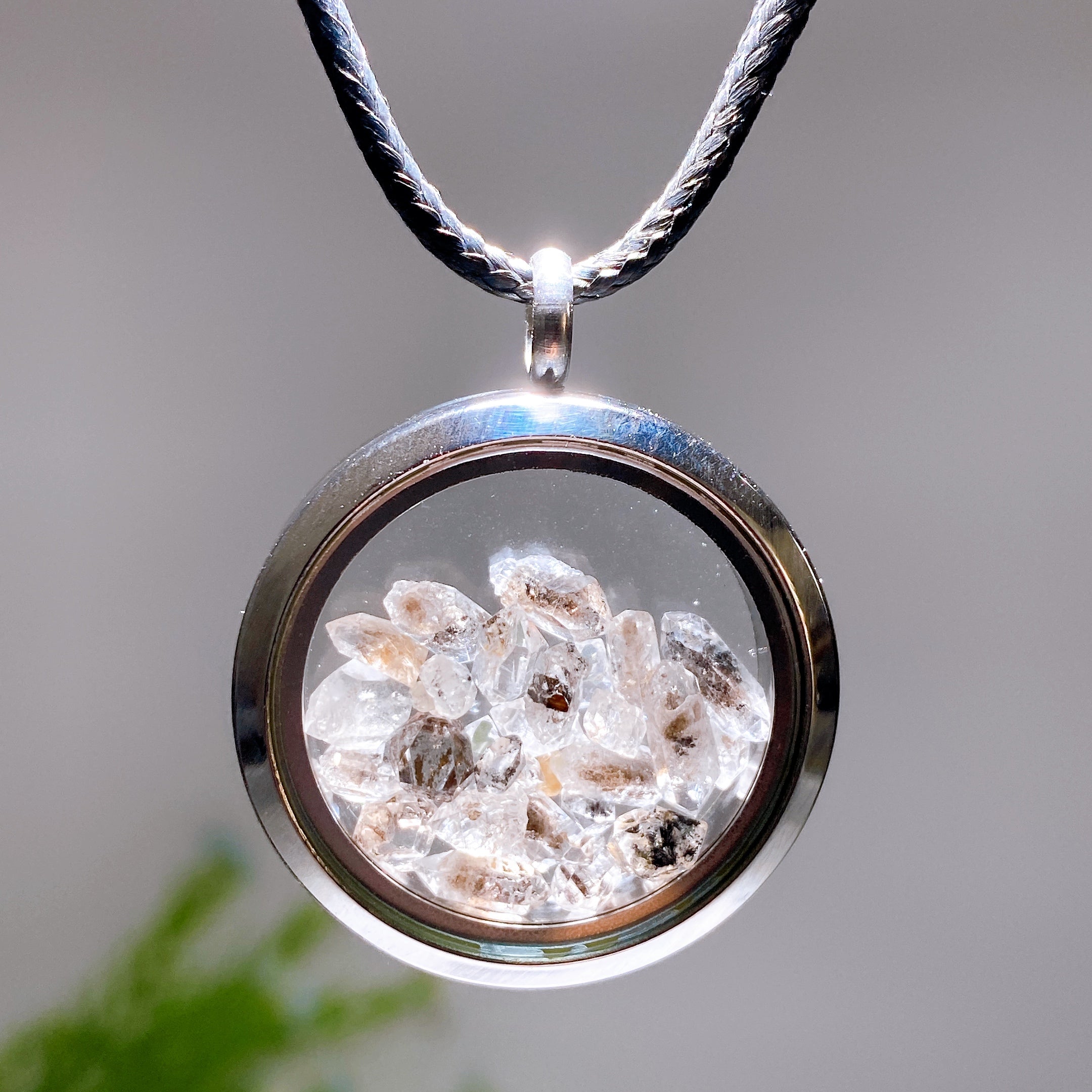 30mm Herkimer Diamond Clear Quartz Crystal Pendant