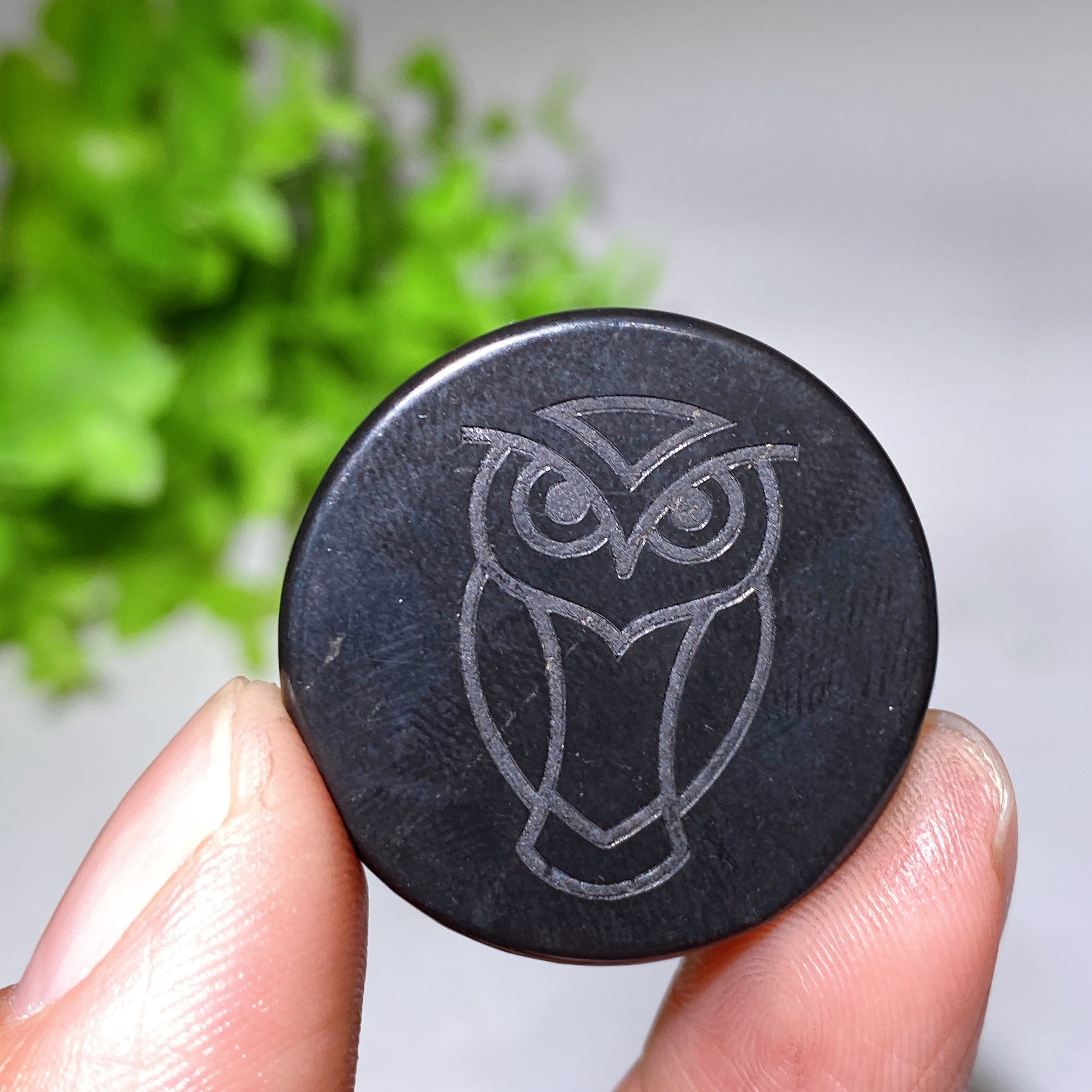 30 mm Schungit-Heilkristall, runde Platte