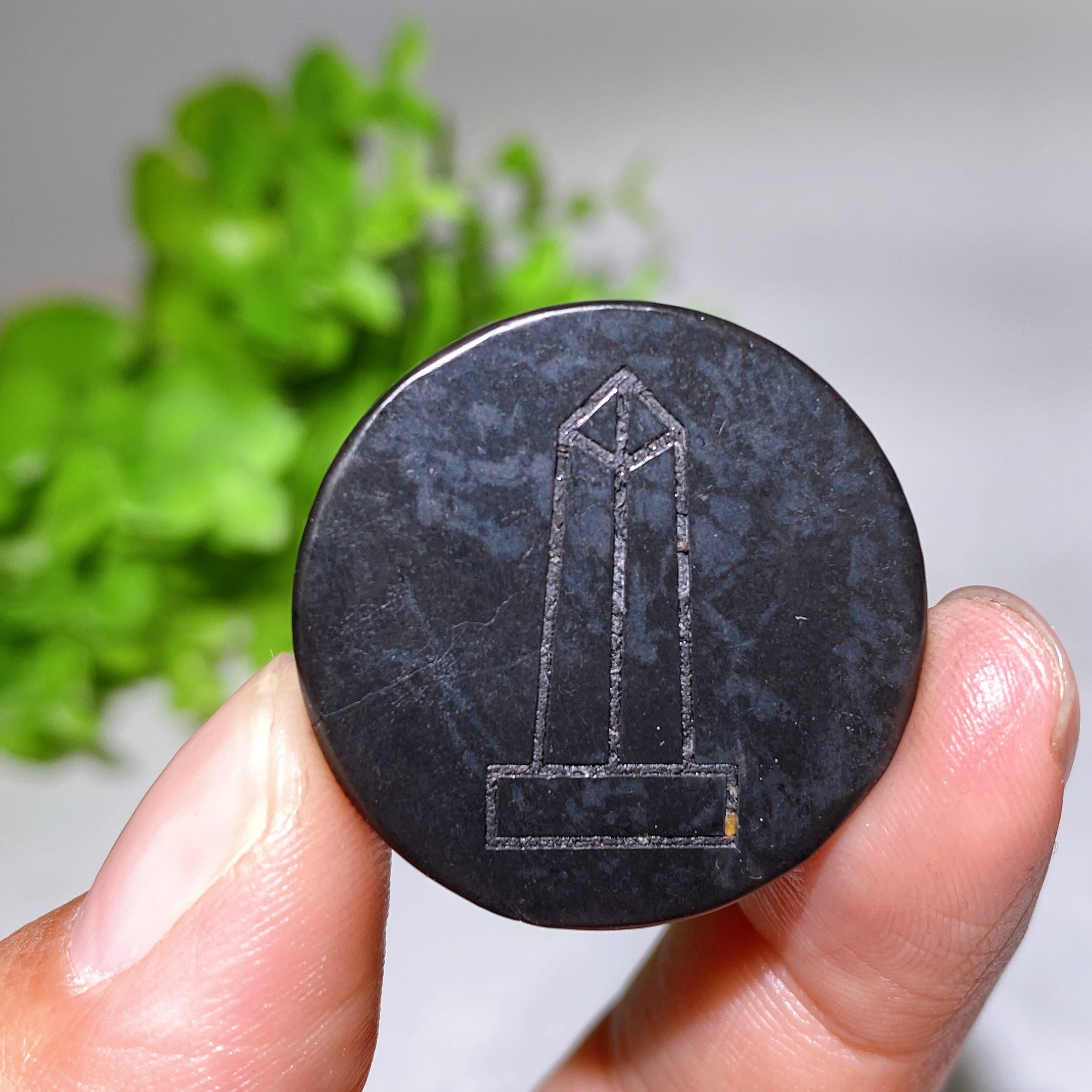 30 mm Schungit-Heilkristall, runde Platte