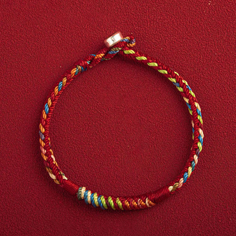 Multicolored Red String Bracelet with King Kong Knot for Protection