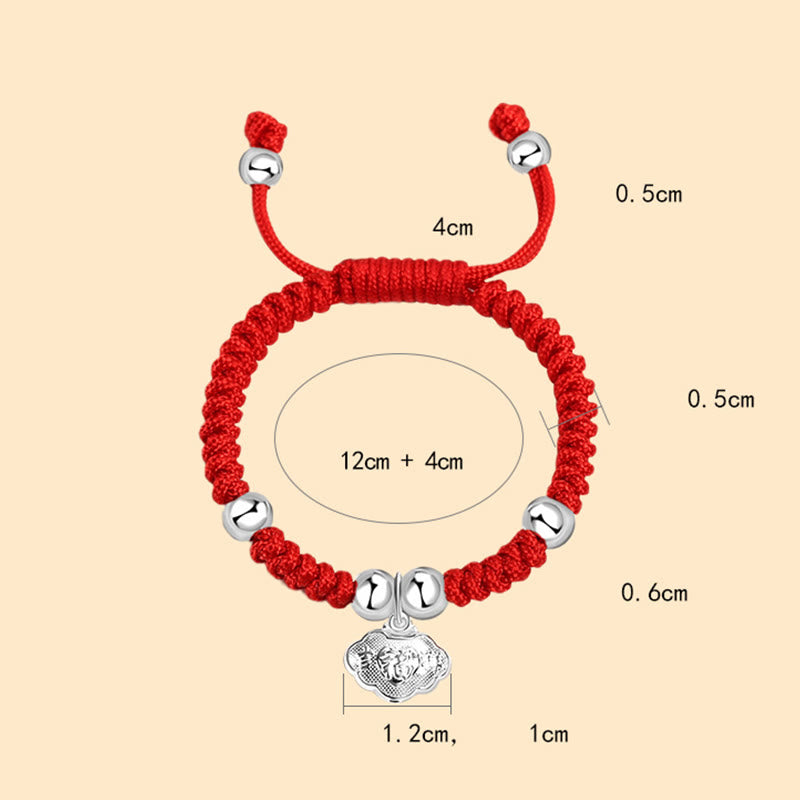 Kids Sterling Silver Spiritual Bracelet With Fu Character Charm