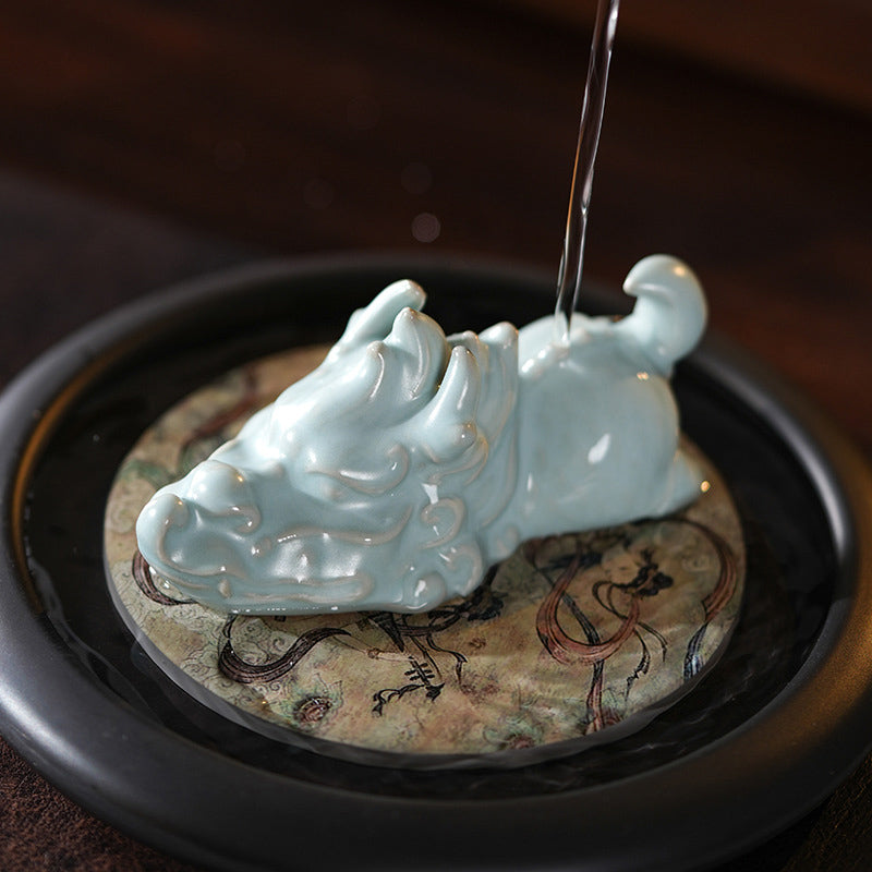 Ceramic Year of the Dragon Luck Figurine 10.2cm Decor