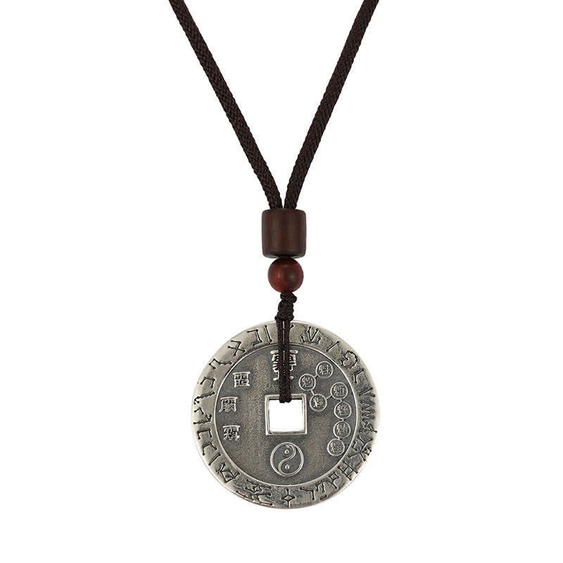 Unisex Yin Yang Pendant Necklace in White Copper Silver - Balance Symbol