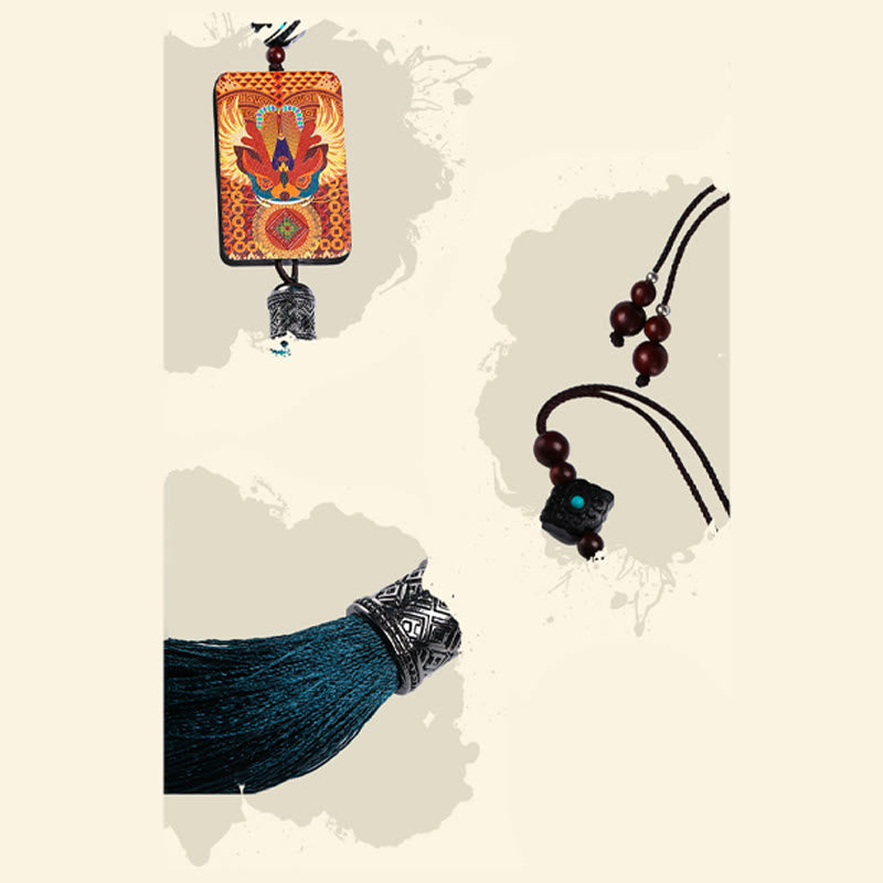 Pixiu Ebony Wood Car Hanging Decoration for Luck & Wealth