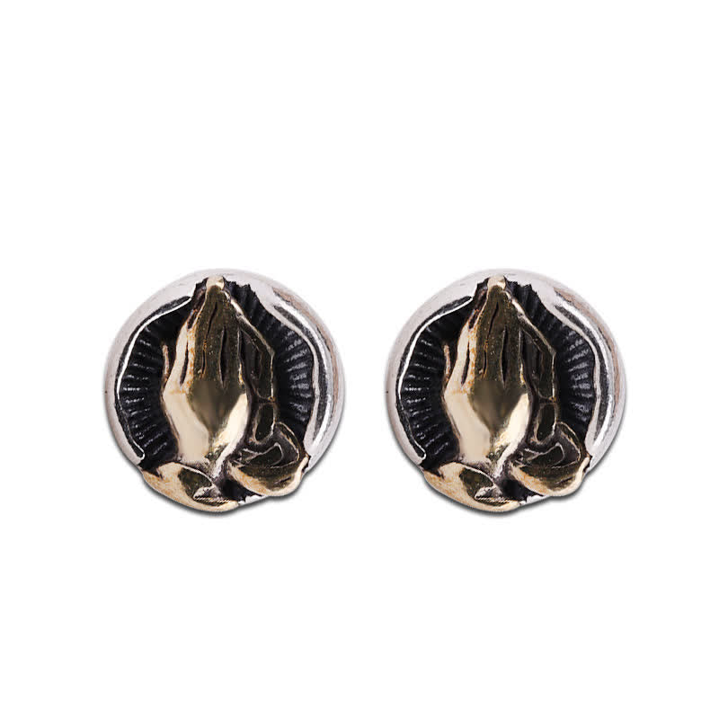 925 Sterling Silver Namaste Spiritual Stud Earrings for Equality & Protection