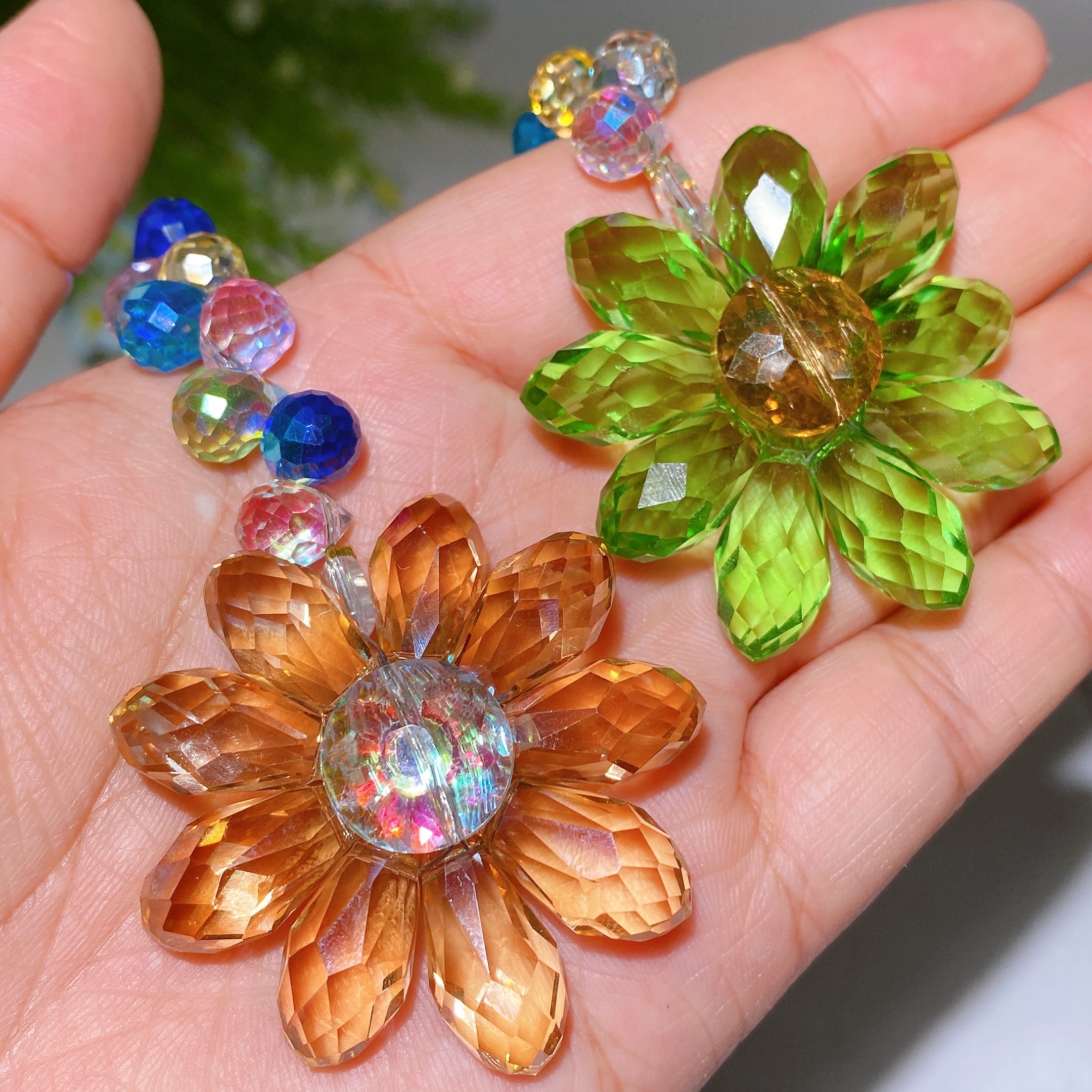 32cm Glass Sunflower Crystal Healing Suncatcher