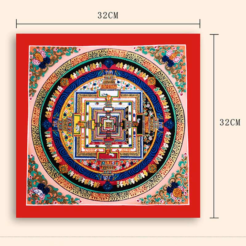 32 cm tibetischer Mandala-Wandteppich | Handgemachte spirituelle Kunst