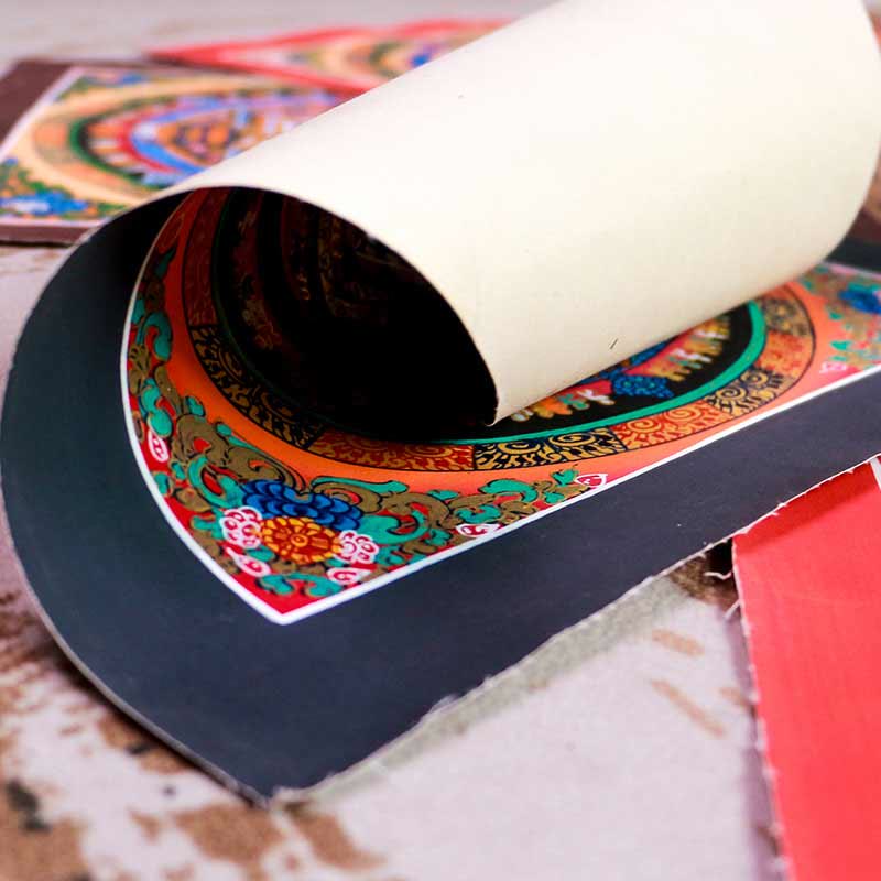 32 cm tibetischer Mandala-Wandteppich | Handgemachte spirituelle Kunst