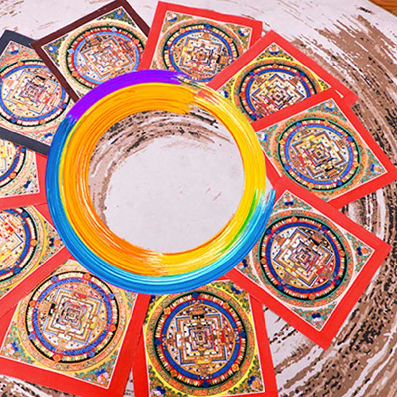 32 cm tibetischer Mandala-Wandteppich | Handgemachte spirituelle Kunst