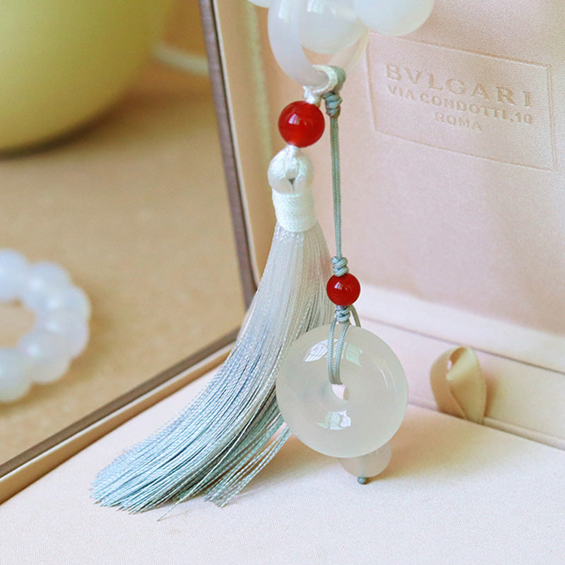 12mm & 14mm White Red Agate Luck Wrist Mala Bracelet