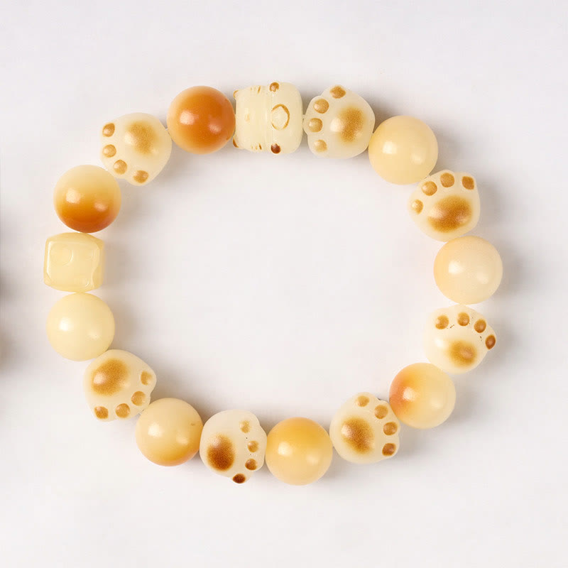Bodhi Seed Sandalwood Cat Peace Bracelet 14-17cm Unisex