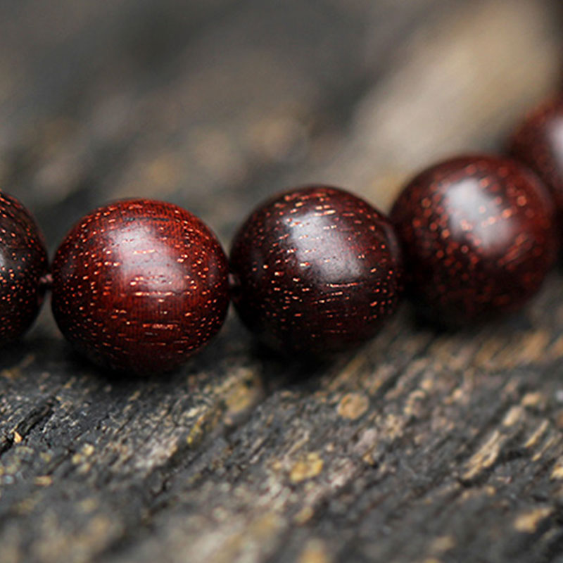 Aquamarine Bracelet with Red Sandalwood & 925 Silver Blessings