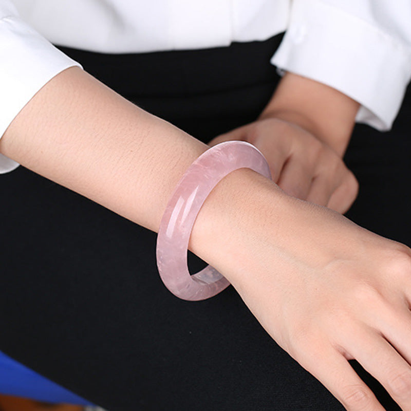 Natural Rose Quartz Love Caring Bangle Bracelet