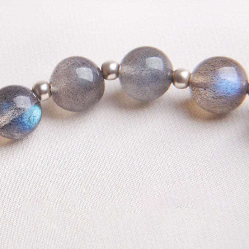 Moonstone Strawberry Quartz Healing Charm Bracelet 7.5mm