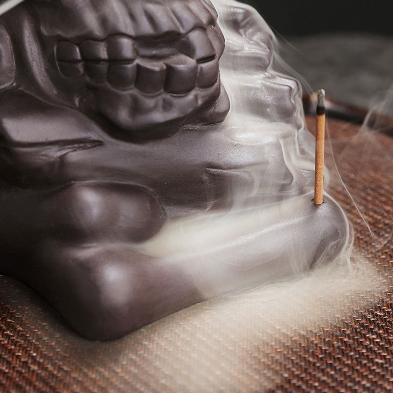 Halloween Skull Head Purple Clay Incense Burner 11.3cm