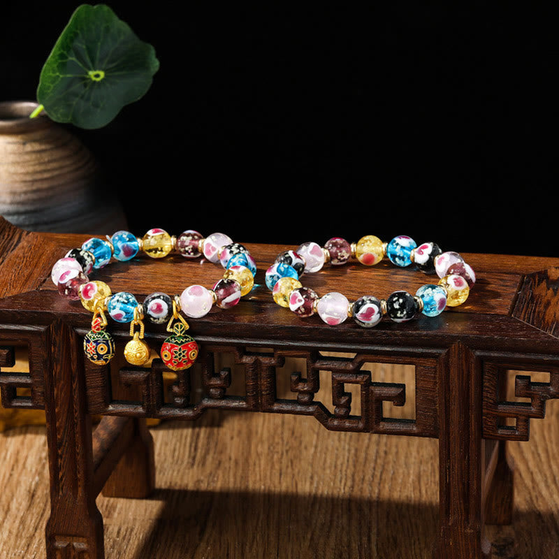 Pink Liuli Glass Spiritual Bracelet for Love & Luck