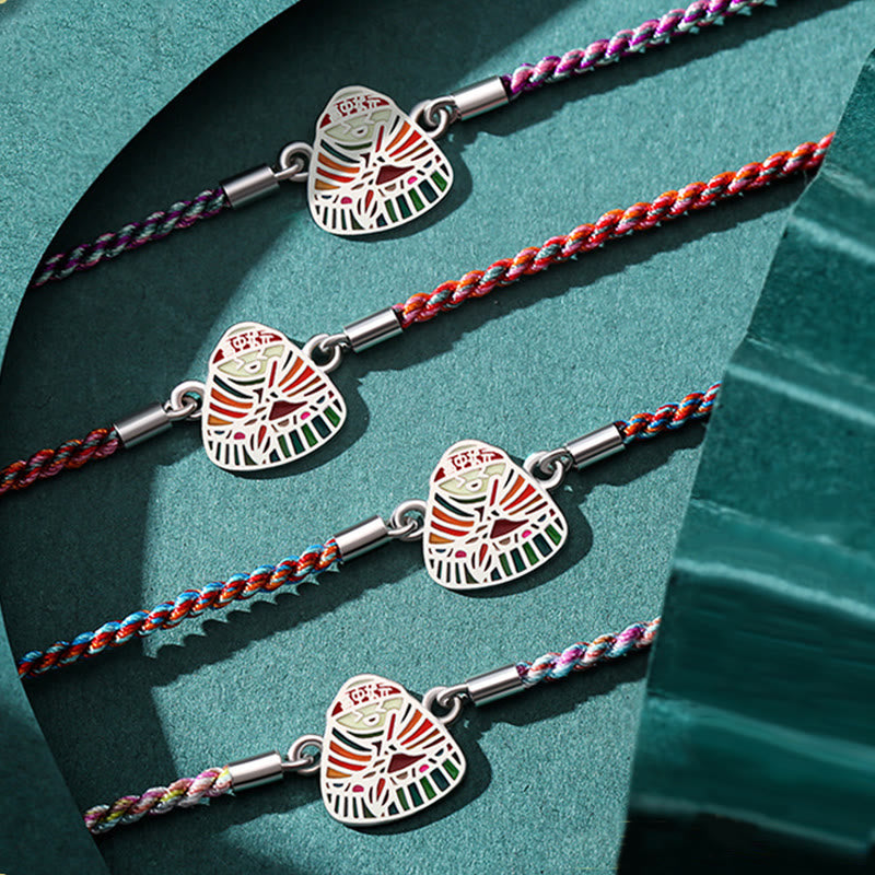 Multicolored 925 Sterling Silver Zongzi Pattern Spiritual Bracelet