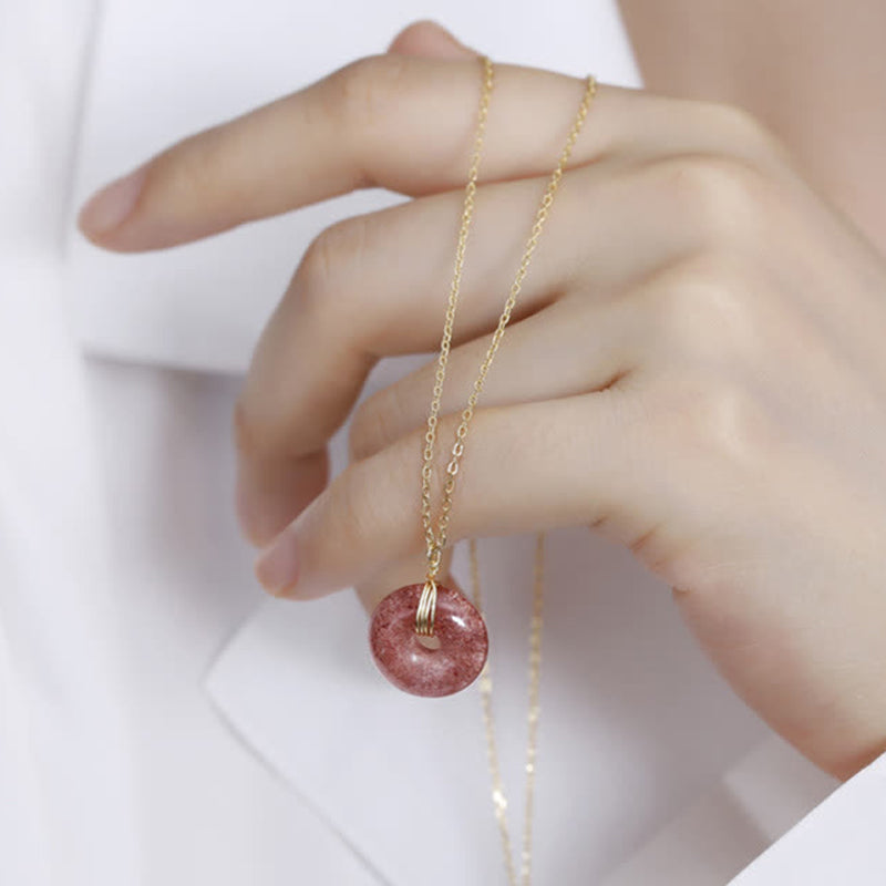 Strawberry Quartz Silver Necklace 45cm for Healing & Love