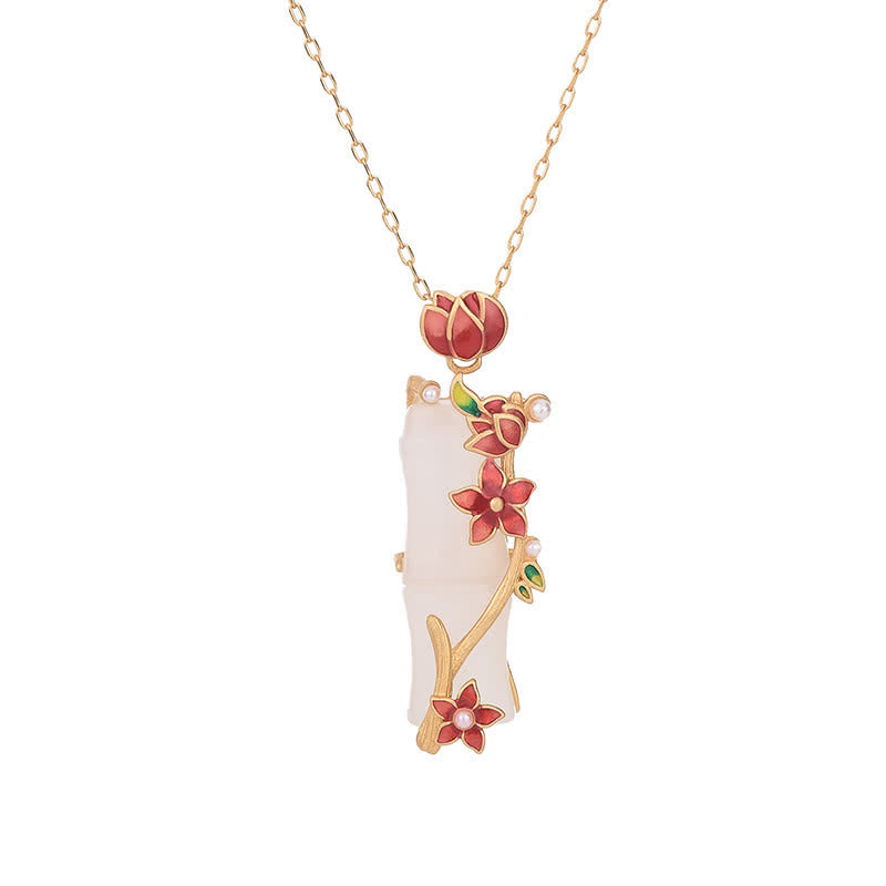 White Jade Lotus Pendant 45cm Protection Necklace