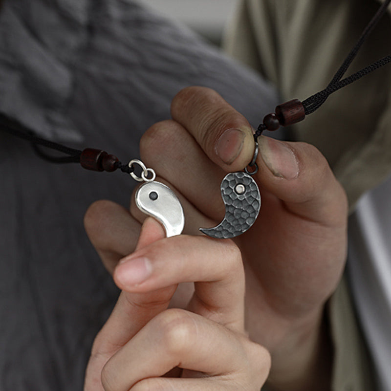 990 Sterling Silver Yin Yang Balance Necklace Pendant