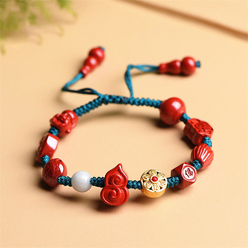 Natürliches Zinnober-Armband mit Om Mani Padme Hum-Segen