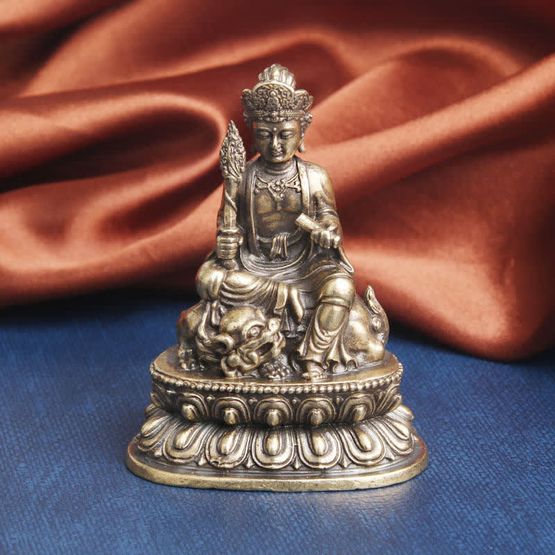 Manjusri Bodhisattva Copper Buddha Statue 49x64mm Serenity