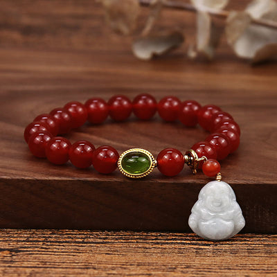 8 mm rotes Achat-Buddha-Erfolgsarmband für Selbstvertrauen