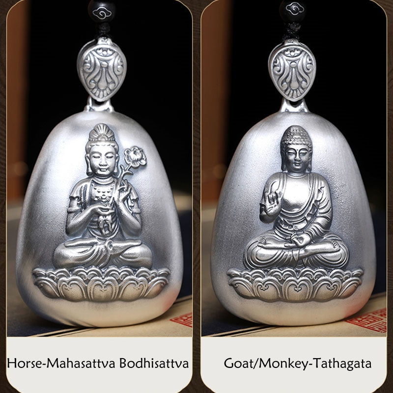 999 Sterling Silver Chinese Zodiac Protection Pendant Necklace