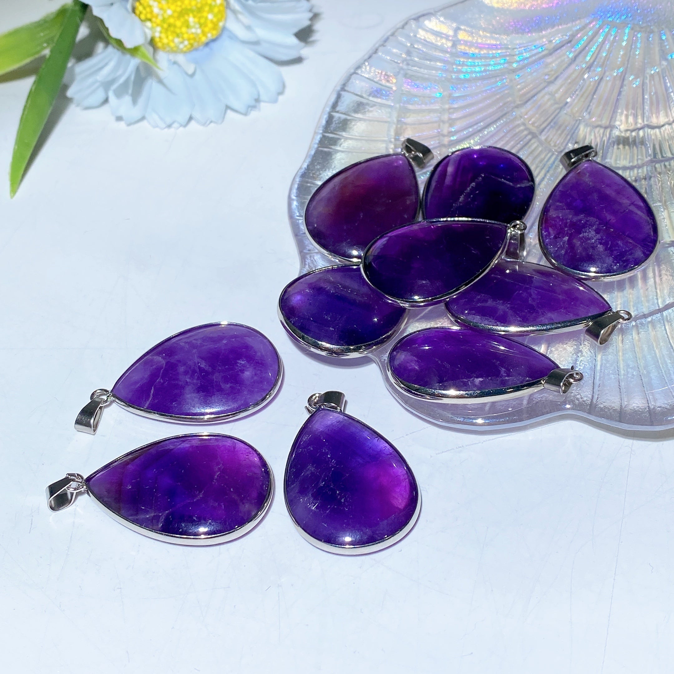 35mm Amethyst Water Drop Shape Healing Pendant