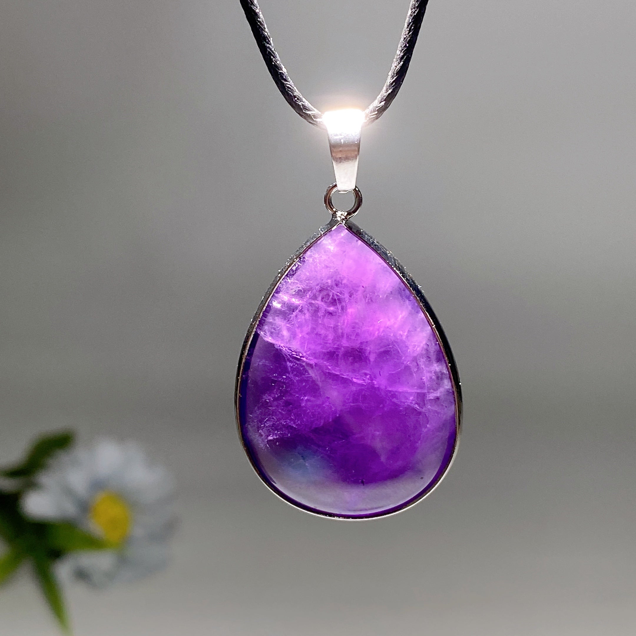 35mm Amethyst Water Drop Shape Healing Pendant