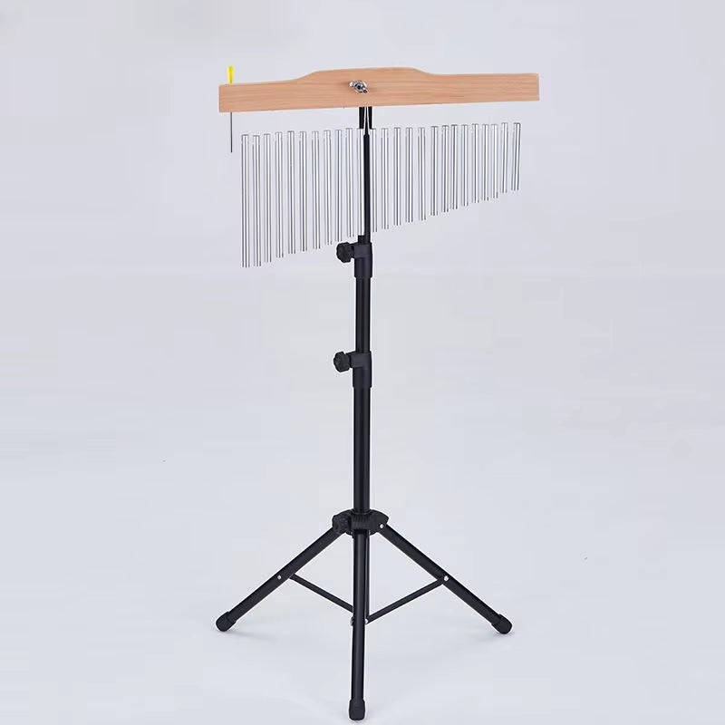 Bar chimes on adjustable tripod stand for 36-Tone Swinging Chimes in Yoga and Meditation