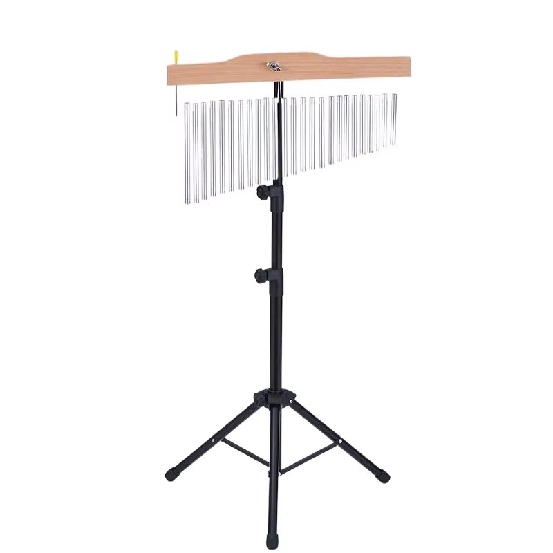 Bar chime percussion instrument on adjustable tripod stand for yoga and meditation