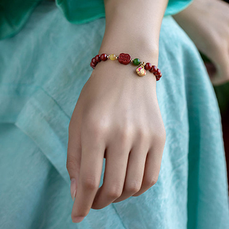 8mm Cinnabar Happiness Bracelet for Calm & Wisdom