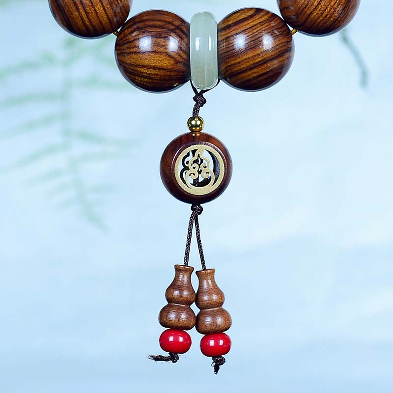 Rosewood Gourd Charm Spiritual Bracelet for Calm Protection