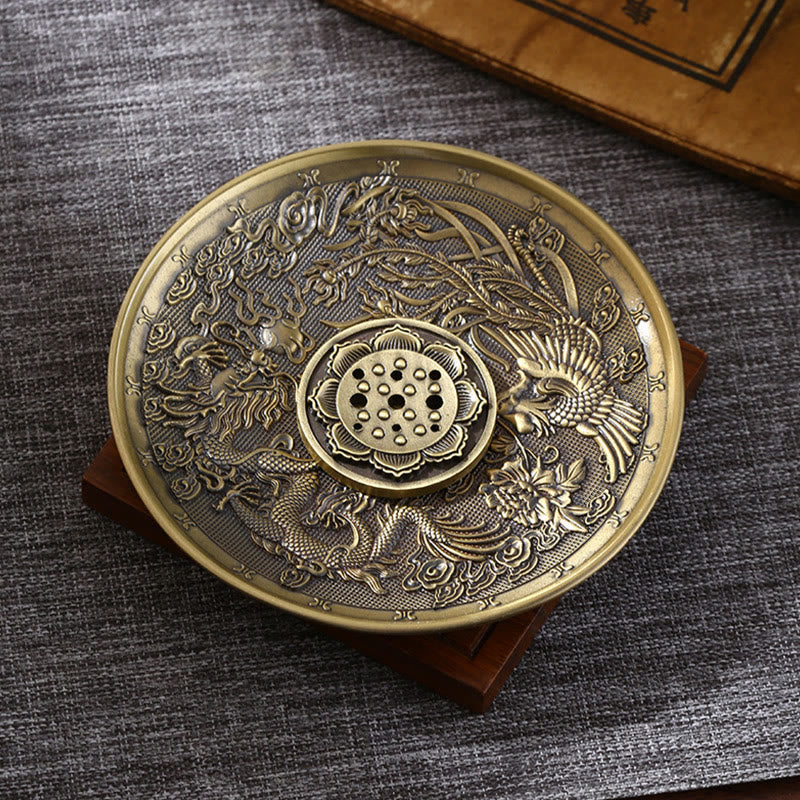 Dragon Incense Burner with Lotus, Phoenix & Eight Auspicious Symbols