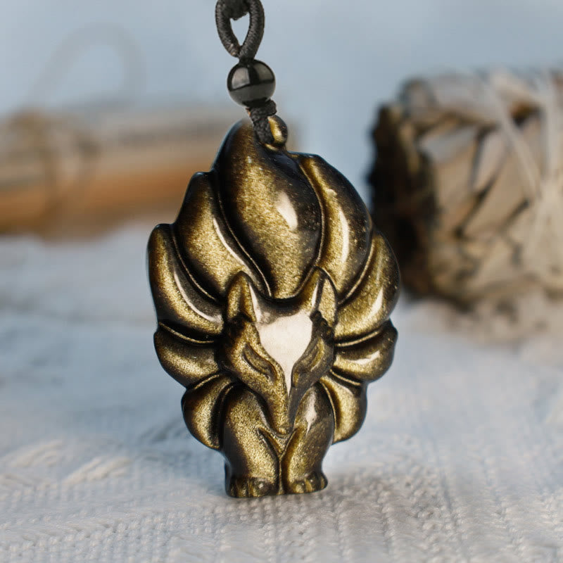 Fluorite Gold Sheen Obsidian Protection Necklace 45cm Length