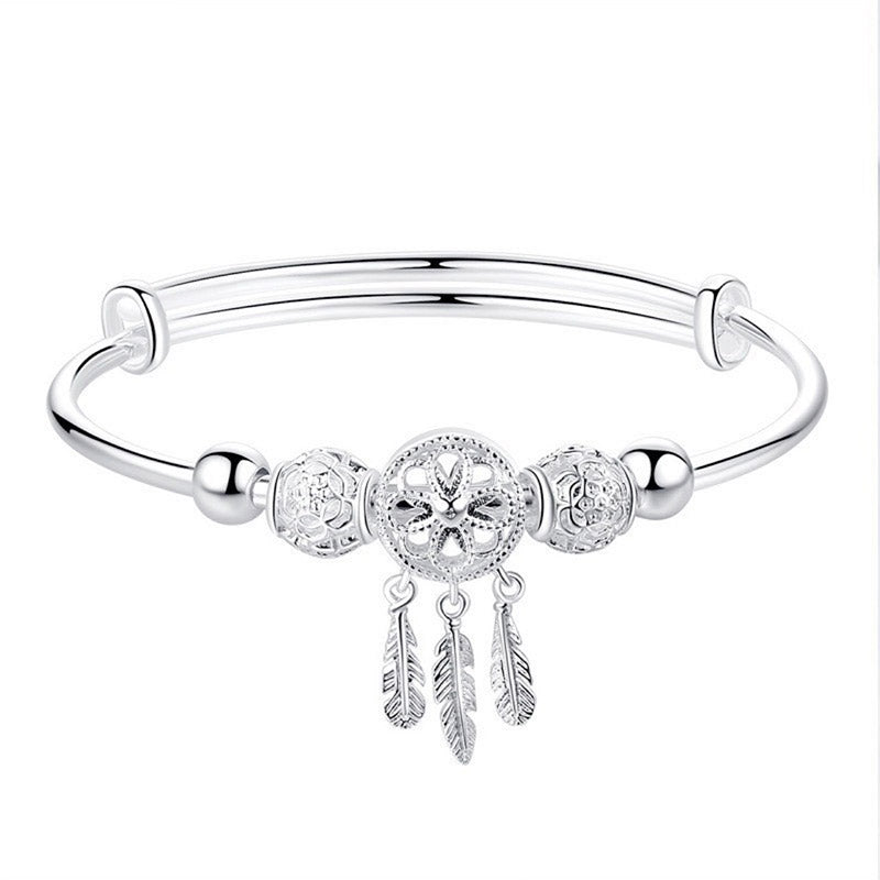 White Copper Dream Catcher Charm Bracelet for Luck & Healing