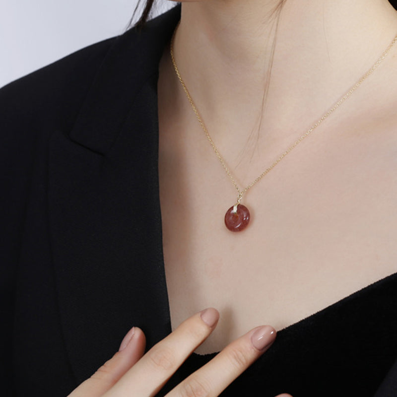 Strawberry Quartz Silver Necklace 45cm for Healing & Love